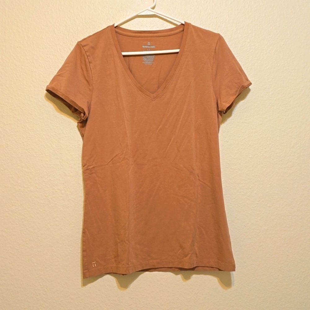 Tommy John Shirt‎ Womens large tan V Neck Short Sleeve Tee Second Skin large